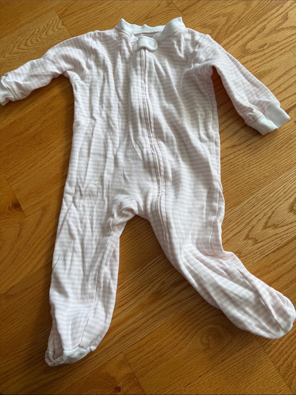 Striped Light Pink Baby Footed One-Piece - Unbranded
